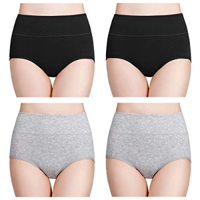 Immagine di wirarpa Slip da Donna in Cotone, a Vita Alta, Copertura Completa, Confezione Multipla XXX Large