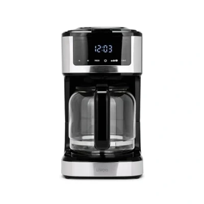 Immagine di Livoo caffettiera elettrica programmabile DOD208 15 tazze, 1,8L, filtro riutilizzabile, funzione di programmazione, mantenimento caldo, vetro
