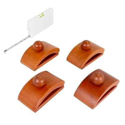 Immagine di Katai Fermacoperte Set di 4, Grande, Legno, Ganci da Parete per Tappeti e Arazzi Completo Viti Metro a Nastro