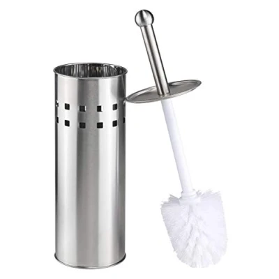 Immagine di Bambelaa! Scopino per WC con supporto, in acciaio inox, colore: argento e bianco