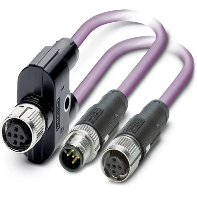 Immagine di Phoenix Contact SACB 4/8 L 5.0PUR SCO Scatola di base per sensore/scatola attuazione, applicazione oraria, presa M12 Speedcon, connettore in metallo, 4 slot e 5 poli, codifica oraria A