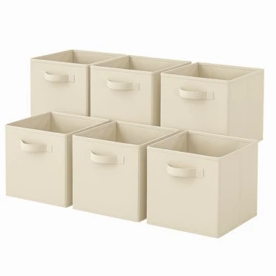 Immagine di Powerking Cestini portaoggetti, cubi portaoggetti Pieghevoli in Tessuto e cassetto per riporre Gli Oggetti Stoffa Armadio Giocattoli (Bianca, 6)