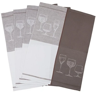 Immagine di ZOLLNER 4 Strofinacci, 50x70 cm, 50% Cotone Lino, Marrone