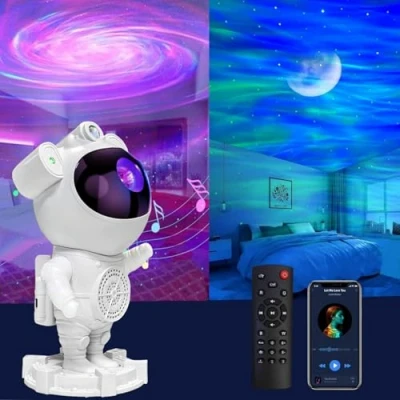 Immagine di Aurora borealis Star Proiettore con timer e telecomando, altoparlante Bluetooth, per camera da letto, San Valentino, festa, compleanno, luce notturna