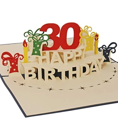 Immagine di Favour Pop Up® biglietto d&#039;auguri 3D per Il 30 compleanno. perfetto un anniversario importante, ideale anche buono regalo o in denaro TA30B