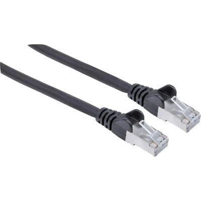 Immagine di Intellinet 318808 RJ45 cavo di rete, patch CAT 6A S/FTP 5.00 m Nero Schermatura a fogli, intrecciata, Privo alogeni 1 pz.