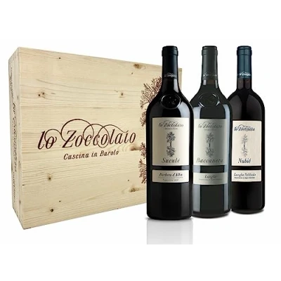 Immagine di Lo Zoccolaio Vino Rosso Barbera D&#039;Alba + Langhe Nebbiolo in Cassetta legno Confezione Regalo 3 x 750 ml