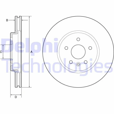 Immagine di DELPHI BG4783C Disco freno 300 26 5 ventilato rivestito non trattato senza cuscinetto ruota, anello sensore ABS OPEL: Astra K Hatchback