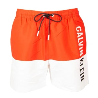 Immagine di Calvin Klein Swimwear Medium Drawstring Block Shorts da mare, Uomo, Taglia: Small, Hot heat