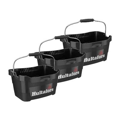 Immagine di Set di 3 secchielli porta attrezzi 15 litri I Hultafors capacità carico fino a 100 kg dalla forma ergonomica ultra resistente Prodotto in Svezia 590106