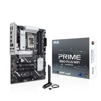 Immagine di ASUS PRIME B860 PLUS WIFI, Scheda Madre Intel ATX, 8+1+1+1 Fasi di Alimentazione, Slot DDR5, PCIe 5.0, 2 M.2, WiFi 6E, Ethernet Realtek 2.5 GB, DisplayPort, HDMI, USB C 20 Gbps, Nera
