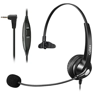 Immagine di Cuffie Telefono Fisso Cordless Dect con Microfono a Cancellazione del Rumore, Cuffia 2,5 mm Mono, Auricolare Call Center per Cisco SPA 504G Gigaset C530A CL660 Yealink W52P
