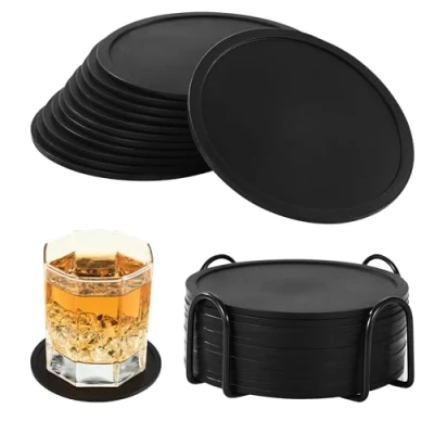 Immagine di 12 Pezzi Sottobicchieri in Silicone, Antiscivolo Sottobicchieri,Sottobicchiere per Bevande con Supporto Tutti i Tipi di Tazze Bar, Caffè,Case e Altro