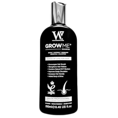 Immagine di Shampoo Anticaduta Watermans Grow Me Trattamento per l&#039;Ispessimento dei Capelli con Caffeina, Biotina, Olio di Argan, Rosmarino e Niacinamide Donne Uomini