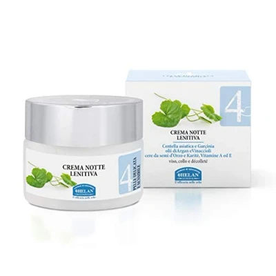 Immagine di Helan, Linea Viso 4, Crema Notte Donna, Lenitiva e Nutriente per Pelli Delicate Sensibili, con Olio di Argan, Karitè, Vitamina A ed E, 50 ml Made in Italy