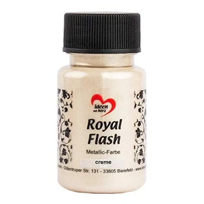 Immagine di ideen mit herz Colore acrilico metallico Royal Flash con riflessi metallici e particelle glitterati fini Vernice brillante metallizzata per gagliette 50 ml (crema)