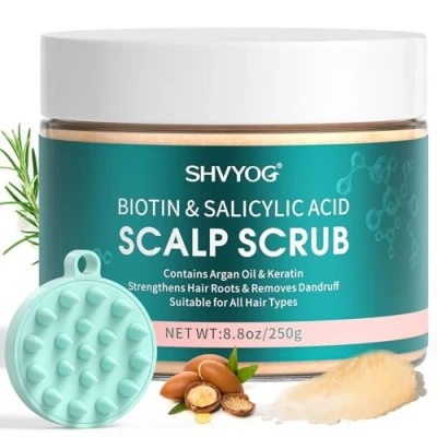 Immagine di Scrub per Il Cuoio Capelluto, Biotina E Acido Salicilico Esfoliante La Crescita Dei Capelli, Capelli Grassi Secchi Con Forfora, Previene Caduta Nutriente Antiforfora