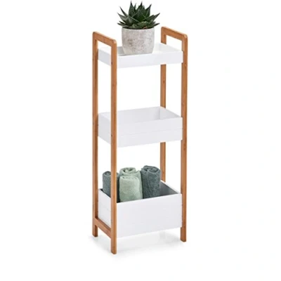 Immagine di Zeller 18862 Scaffale con 3 ripiani, in bambù e MDF, 28 x 20 74 cm, colore: Bianco