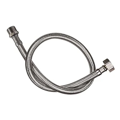 Immagine di DOJA Industrial Tubo Flessibile Rubinetto Maschio/Femmina M 1/2&quot; F 3/8&quot; 40 cm di Lunghezza Doccia Acciaio Inossidabile e Multiuso: Soffione Doccia, Cucina Bagno