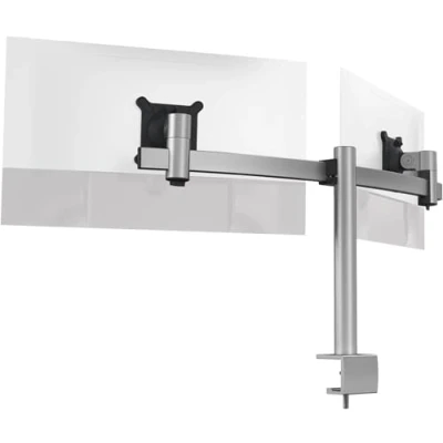 Immagine di Durable Braccio Porta Monitor Pro per Due con Morsetto, da 21 27&quot; Attacco Vesa, Ruotabile di 360, Inclinabile, Altezza Regolabile, 508523, Argento