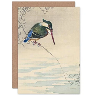 Immagine di Artery8 Ohara Koson Kingfisher Bird Japanese Painting Fine Art Greeting Card Plus Envelope Blank Inside re Uccello giapponese Pittura