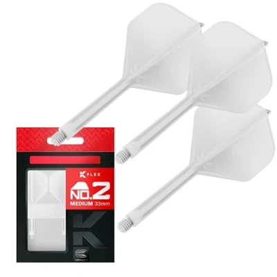 Immagine di Target Darts K Flex Integrated Dart Flight And Shaft, N.2 Bianco (Medio) Confezione da 3 N.2, voli per freccette di precisione 2 in 1 e stelo