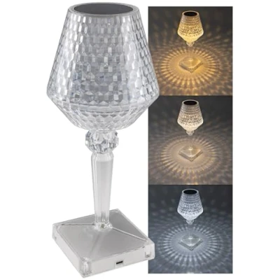 Immagine di lampada da tavolo a LED batteria 26 cm dimmerabile con interruttore touch luce decorativa regolabile in 3 colori di ricaricabile tramite USB