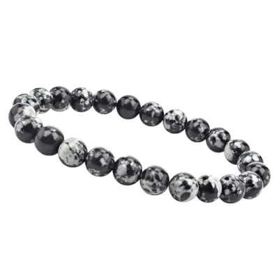 Immagine di Unique Gems Chakra Buddha Bracciale di perle 8 mm fiocco neve ossidiana braccialetto energetico per uomo e donna pietre curative gioielli qualità, 16cm bis 19cm, Gemma,