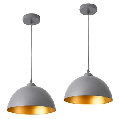 Immagine di lux.pro Set da 2 Lampade a Sospensione in Stile Vintage con Lunghezza Regolabile E27 60W 2X Lampadari Design Industriale Paralume Ø 30 cm Grgio