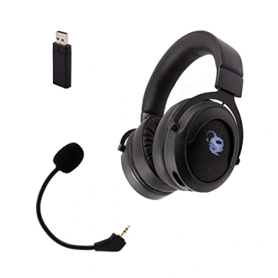 Immagine di DeepGaming Cuffie Gaming wireless G01 Pro auricolari per PS4, PS5, PC, MacOS, Nintendo Switch. Microfono estraibile, Autonomia fino a 12 ore. Nero