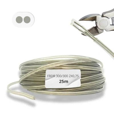 Immagine di HALOTEC 25 metri Cavo elettrico 2 fili 2x0.75 H03VVH2 F Doppio isolamento in PVC Installazione corrente Trasparente Piatto