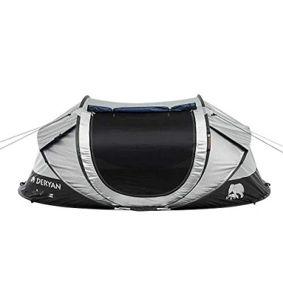 Immagine di DERYAN Luxe Cocoon Tenda da viaggio Pop Up Installazione in 2 secondi Anti UV Adatto per persone Argento/Nero