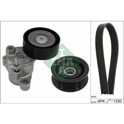 Immagine di INA 529 0525 10 Kit cinghie Poly V Controllare corsa libera generatore ed ev. sostituire FORD: FIESTA 6, C Max 2, FOCUS 3 Turnier
