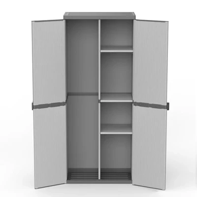 Immagine di mongardi: Armadio Porta Scope in resina di PVC e PP, 2 Ante, Facile da Montare, Modular System, Resistente, Adatto ad ambienti Interni ed Esterni, 68L x 40P 165H cm, Grigio Nero