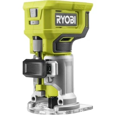 Immagine di Ryobi RTR18 0, Rifilatore a Batteria 18V One+, Fresatrice per Legno con Luce LED e Accessori Inclusi, 20,000 30,000 giri/min, Regolazione della Profondità di Lavoro, non Inclusa