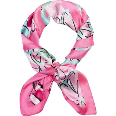 Immagine di styleBREAKER sciarpa da donna con motivo di foglie palma e fiori nello stile pop art, quadrata, foulard colorato, bandana 01016237, colore:Rosato
