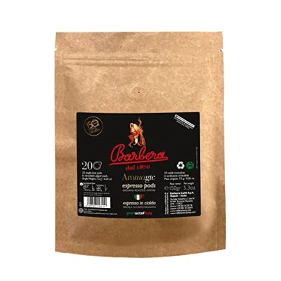 Immagine di Caffè Barbera Aromagic 20 Cialde Biodegradabili Sistema ESE Packaging 100% Biodegradabile Miscela di Macinato Intenso