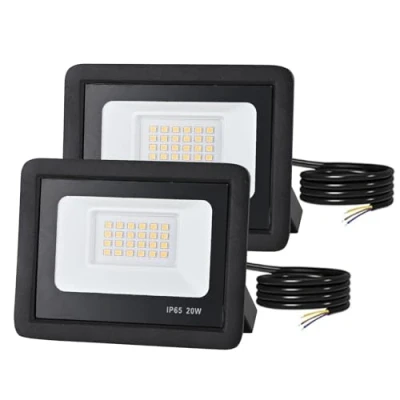 Immagine di Faretto LED Esterno 20W,Lampada da 2000Lumen,Super Illuminoso Nero Faretti Led,Potenti Faro a Esterni IP65 Impermeabile Per tetto giardino cortile cancello garage(2 Pezzi 4500K Luce Freddo)