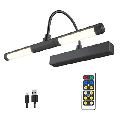 Immagine di HONWELL Lampada per Quadri Senza fili con Telecomando, Testina LED Girevole Timer, 3 Modalità di Illuminazione Applique Dimmerabile da Pittura, Espositore Opere d&#039;arte, Nero