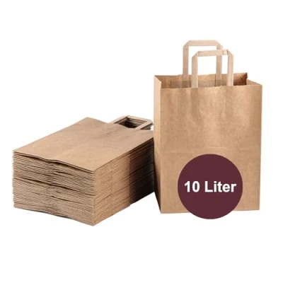 Immagine di ZURAS® 50 pezzi sacchetti di carta per rifiuti organici da 10 l con manico bidoni in resistente all&#039;umidità e agli strappi