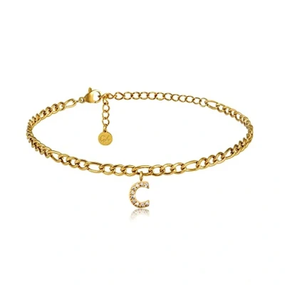 Immagine di GD GOOD.designs Cavigliera d&#039;oro con lettere impermeabili I da donna placcata oro 18 carati regolabile (22 27 cm) acciaio inossidabile (C)