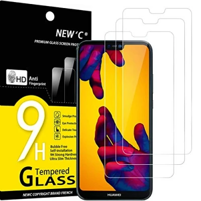 Immagine di NEW&#039;C 3 Pezzi, Vetro Temperato per Huawei P20 Lite, Nova 3e, Pellicola Prottetiva Anti Graffio, Impronte, Senza Bolle, Durezza 9H, 0,33mm Ultra Trasparente, Resistente