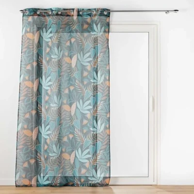 Immagine di douceur d&#039;intérieur, tenda trasparente con occhielli (140 x 280 cm) Tilda, verde, tulle sabbiato stampato
