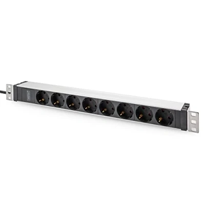 Immagine di Digitus DN 95428 19 pollici Multipresa per armadio rack 1 U Presa schuko Adatto profondità armadio: da 300 mm Alluminio, Alluminio (anodizzato), Nero, Nero