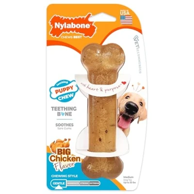 Immagine di Osso Per cuccioli in fase di dentizione Nylabone Puppy Bone For Teething Puppies Gusto pollo Giocattolo la dei cane Medium i SOPRA 16 kg