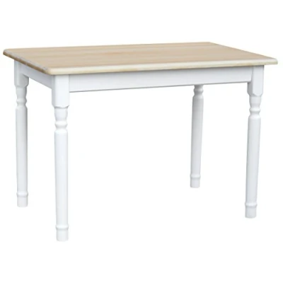 Immagine di koma Tavolo da pranzo cucina, 100 x 60 cm, in legno di pino massiccio, colore bianco miele, stile rustico