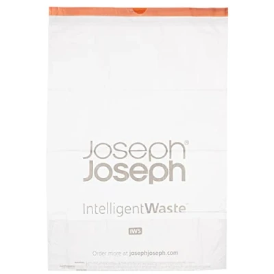 Immagine di Joseph IW5, sacchetti spazzatura con manici a coulisse, extra resistenti, compatibili bidone Titan 30 Confezione da 20 pezzi trasparenti, 40 litri