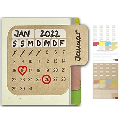 Immagine di codiarts. 56 etichette adesive per Diario Bullet Journal Sticker Tabs autoadesive Calendario Register Accessori Agenda Scuola Ufficio Scrap Book Washi Journaling
