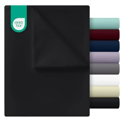 Immagine di Utopia Bedding Lenzuolo da letto King 225 x 255 cm piatto, morbido, in microfibra spazzolata Nero