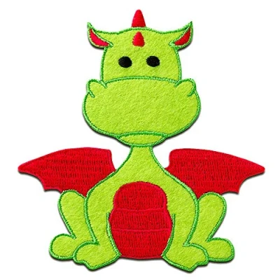Immagine di drago animale bambini Toppe termoadesive Patch Toppa ricamate, misura: 9 x 8,4 cm